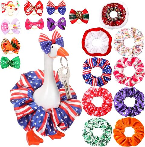 9 Sets 7inch Desk Goose Outfits Valentine's Day Mini Goose Hairband and Bow Ties All Season Desk Geese Outfits Magnetic Statue Keychain Geese Hats Headwear Dress Valentine's Table Decor in Saudi Arabia