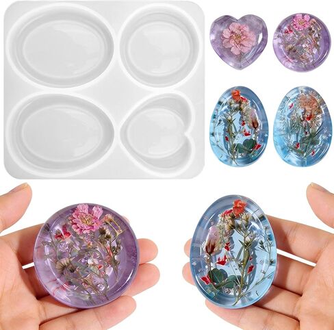 DIY Thumb Worry Stone Resin Silicone Mold - 4 Design Silicone Molds Set for Making Anxiety Stress Relief Pocket Stones, Relax Pocket Stones Epoxy Casting Mold for Men & Women in Kuwait