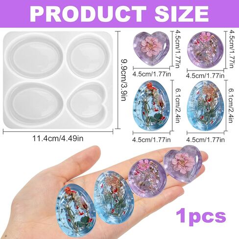 DIY Thumb Worry Stone Resin Silicone Mold - 4 Design Silicone Molds Set for Making Anxiety Stress Relief Pocket Stones, Relax Pocket Stones Epoxy Casting Mold for Men & Women in Kuwait