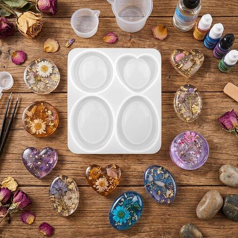 DIY Thumb Worry Stone Resin Silicone Mold - 4 Design Silicone Molds Set for Making Anxiety Stress Relief Pocket Stones, Relax Pocket Stones Epoxy Casting Mold for Men & Women in Kuwait