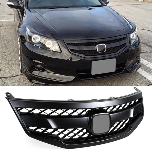 Matt Satin Black JDM Sport Style Mesh Front Bumper Grill Grille Compatible with 2011-2012 Honda Accord 4 Door Sedan in Kuwait