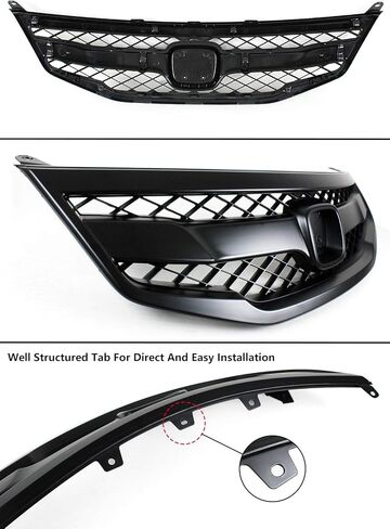 Matt Satin Black JDM Sport Style Mesh Front Bumper Grill Grille Compatible with 2011-2012 Honda Accord 4 Door Sedan in Kuwait