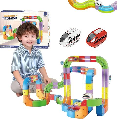 123PCS Trackfusion Magnetic Monorail -Magnetic Train Set for Kids Ages 4-8train, Rail Cube Magnetic Monorail & Gravity Tracks, Children's Birthday Gifts in Saudi Arabia
