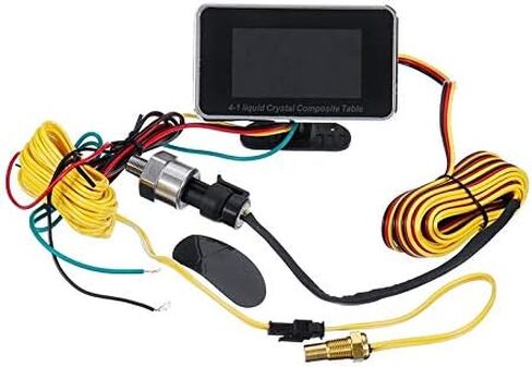 12V/24V 4 in 1 LCD Car Digital Alarm Gauge Pressure Voltmeter Volt Water Temperature Oil Pressure Fuel Gauge Temperature Sensor Automotive Sensors in Kuwait