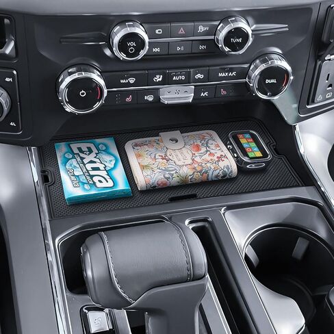صينية تنظيم وحدة التحكم المركزية RUNROAD متوافقة مع ملحقات 2021-2025 Ford F150 و2022 2023 2024 Lightning XLT، غطاء جيب وحدة التحكم الوسطى وفواصل مخفية لصينية تخزين مسند الذراع F-150 (قطعتان) in Kuwait