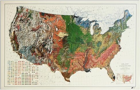 Muir Way Raised Relief Map of USA 1931 - True 3D Topographic Wall Map with Molded Terrain - Unframed, 38x25 in Saudi Arabia