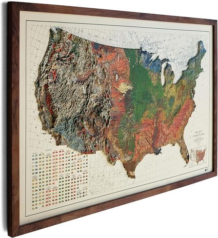 Muir Way Raised Relief Map of USA 1931 - True 3D Topographic Wall Map with Molded Terrain - Unframed, 38x25 in Saudi Arabia