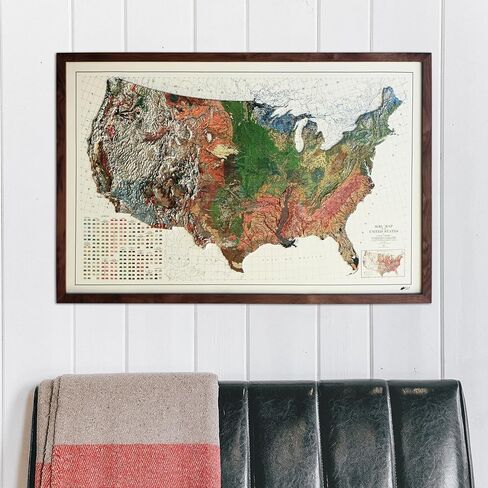 Muir Way Raised Relief Map of USA 1931 - True 3D Topographic Wall Map with Molded Terrain - Unframed, 38x25 in Saudi Arabia