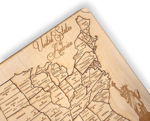 50 State with Cities American Puzzle Map - Art Kit - Raw Wood 12x18 Inches - 51 Pieces - with Stand in Kuwait