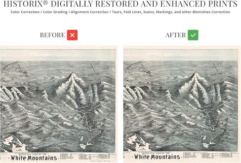 HISTORIX 18x24inch Vintage White Mountains Map - Wall Art - Index to Summits & Geographical Features in Saudi Arabia