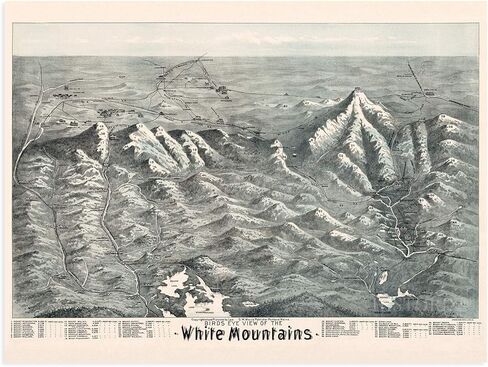 HISTORIX 18x24inch Vintage White Mountains Map - Wall Art - Index to Summits & Geographical Features in Saudi Arabia
