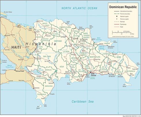 Palmetto Posters 20x24 Laminated Poster: Large political and administrative map of dominican republic with roads railroads and major cities in Saudi Arabia