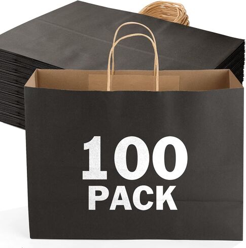 XPCARE 100Pcs 16x6x12 Inches Large Paper Bags with Handles Kraft Paper Bag Gift Bags with Handles Shopping White Paper Bag for Business Merchandise Wedding Party Favors in Saudi Arabia