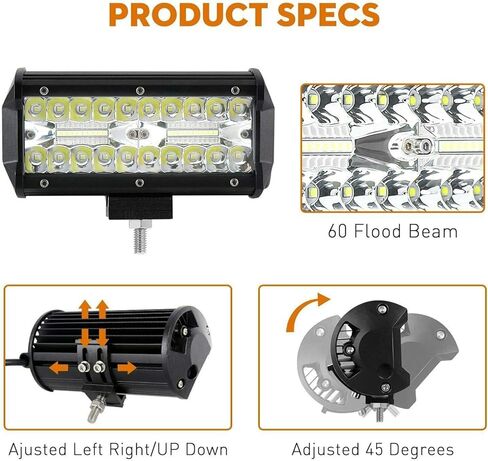 12 Volt led Lights, 7 Inch 120w led Off Road Lights 4 pcs Led Lights Vehicle Accessories for Trucks ATV UTV Tractor Pickup Cart SUV Jeep, 2PCS in Saudi Arabia