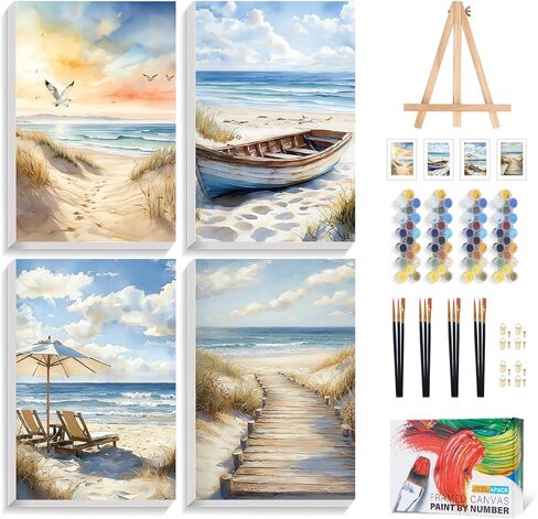4 Pack Framed Paint by Numbers Kit for Adults with Wooden Easel, Black Cat Cocktail Paint by Number Kits on Canvas for Beginners, DIY Acrylic Painting Set for Stress Relief & Home Wall Decor 8x12 Inch in Saudi Arabia