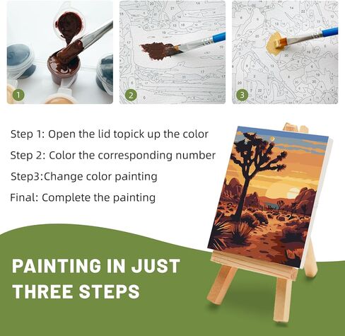 4 Pack Framed Paint by Numbers Kit for Adults Beginner with Wooden Easel, National Park Easy Adult Paint by Number Kits with Frame, DIY Number Painting for Adults Canvas for Home Decor Gift 8x12 Inch in Saudi Arabia