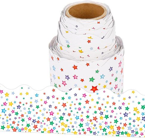 36 Feet Colorful Star Bulletin Board Border Roll, Star Bulletin Board Border Trim Confetti Star Borders for Birthday Back to School Classroom Office Wall Bulletin Board Decorations in Kuwait