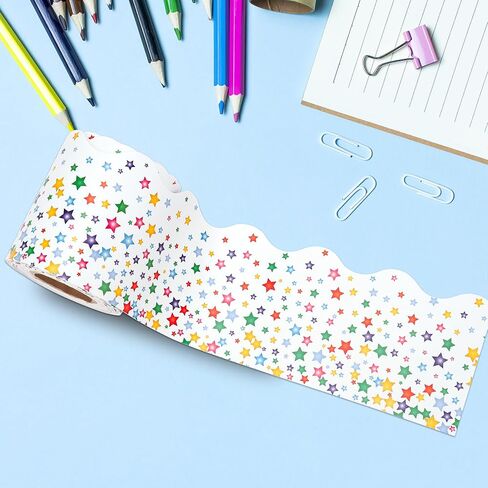 36 Feet Colorful Star Bulletin Board Border Roll, Star Bulletin Board Border Trim Confetti Star Borders for Birthday Back to School Classroom Office Wall Bulletin Board Decorations in Kuwait