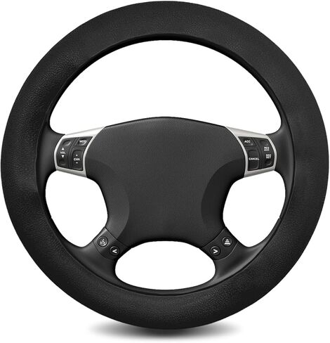 Silicone Steering Wheel Cover - Thicker Universal Stretchy & Anti-Slip Grips, Universal Fit 14"-16" Silicone Steering Wheel Protector for Men and Women, Car Interior Accessory (Black) in Saudi Arabia