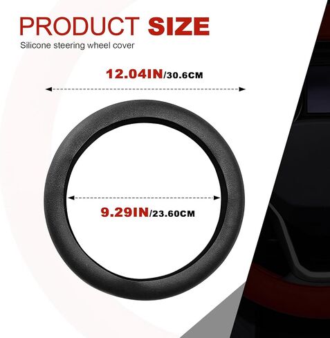 Silicone Steering Wheel Cover - Thicker Universal Stretchy & Anti-Slip Grips, Universal Fit 14"-16" Silicone Steering Wheel Protector for Men and Women, Car Interior Accessory (Black) in Saudi Arabia