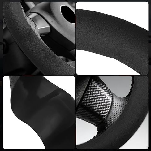 Silicone Steering Wheel Cover - Thicker Universal Stretchy & Anti-Slip Grips, Universal Fit 14"-16" Silicone Steering Wheel Protector for Men and Women, Car Interior Accessory (Black) in Saudi Arabia