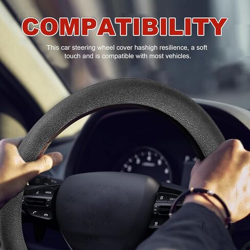 Silicone Steering Wheel Cover - Thicker Universal Stretchy & Anti-Slip Grips, Universal Fit 14"-16" Silicone Steering Wheel Protector for Men and Women, Car Interior Accessory (Black) in Saudi Arabia