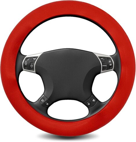 Silicone Steering Wheel Cover - Thicker Universal Stretchy & Anti-Slip Grips, Universal Fit 14"-16" Silicone Steering Wheel Protector for Men and Women, Car Interior Accessory (Black) in Saudi Arabia