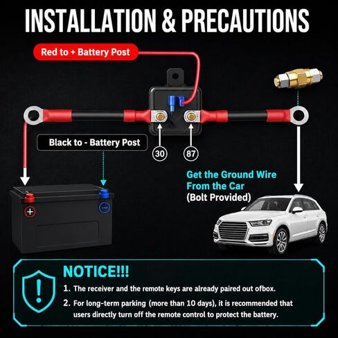 Side Post Remote Battery Disconnect Switch 12V 250A – Battery Cut Off Switch Prevents Battery Drain, Easy Installation Master Isolator for Cars, RV, Truck, Boat in Saudi Arabia