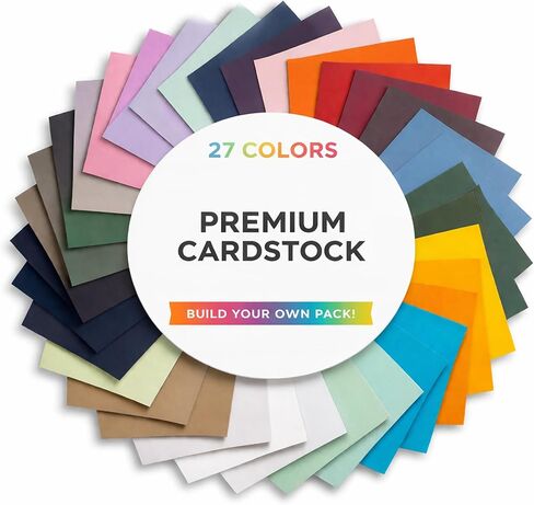 Premium Cardstock Paper Assortment – Build Your Own - 83lb Cover (225 GSM) – 8.5x11 Cardstock – Choose 10 Colors – Solid Core Matte Card Stock – Printer & Cricut Friendly – Made in USA (50) in Saudi Arabia