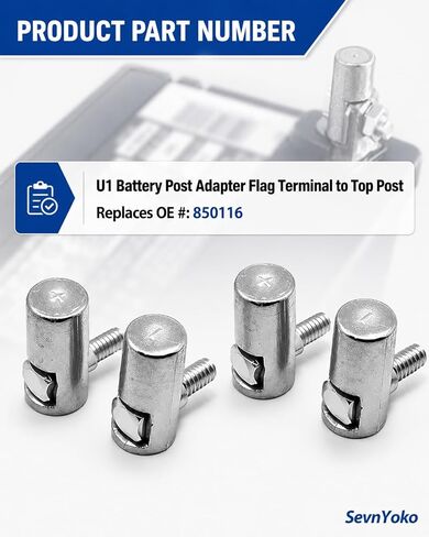 4-Pack U1 Battery Post Adapters - Converts U1 Flag Terminals to Standard SAE Top Posts | Universal Fit for Cars, Trucks, Generators & Lawn Equipment | Replaces #850116 in Saudi Arabia
