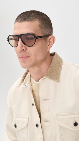 Tom Ford Sunglasses FT 1080 01E Shiny Black/Beige in Saudi Arabia
