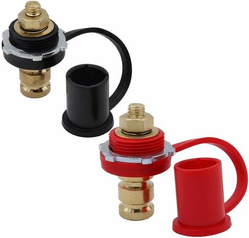 2PCS Car Remote Battery Terminal, 3/8" Stud 250A Battery Jumper Post Adapter with Insulating Cover, Heavy-Duty Batteries Charger Post Kit, Universal for UTV ATV Truck Trailer in Kuwait