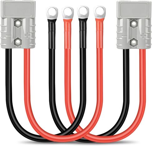 Linkstyle 2 حزمة بطارية موصل سريع 50A، كابلات بطارية نمط أندرسون مع 7AWG 20 بوصة مع محطة حلقة 5/16 بوصة، 600 فولت اتصال سريع للخدمة الشاقة لعربة جولف رافعة شوكية RV in Kuwait