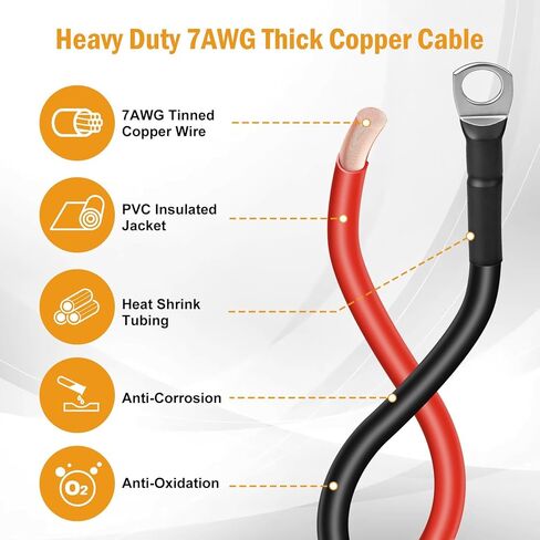Linkstyle 2 حزمة بطارية موصل سريع 50A، كابلات بطارية نمط أندرسون مع 7AWG 20 بوصة مع محطة حلقة 5/16 بوصة، 600 فولت اتصال سريع للخدمة الشاقة لعربة جولف رافعة شوكية RV in Kuwait