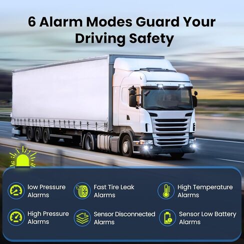 نظام مراقبة ضغط الإطارات GUTA، TPMS لمقطورة RV مع 10 أجهزة استشعار للتدفق وشاشة LCD ملونة، 6 أوضاع تنبيه، معزز الإشارة، استشعار لمسافات طويلة، للمقطورة والشاحنات ومنزل المحرك (0-188 رطل لكل بوصة مربعة) in Kuwait