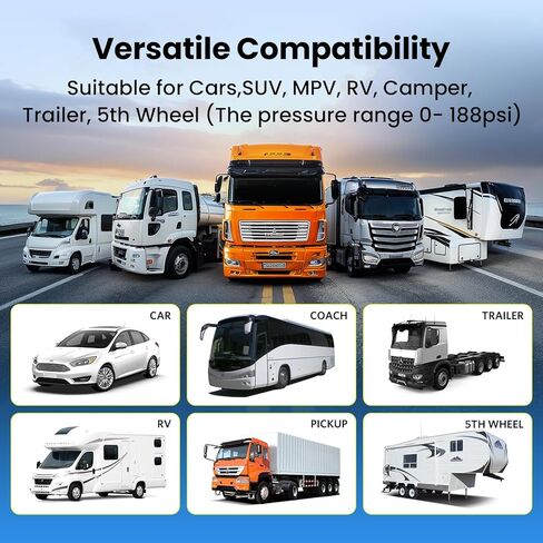 نظام مراقبة ضغط الإطارات GUTA، TPMS لمقطورة RV مع 10 أجهزة استشعار للتدفق وشاشة LCD ملونة، 6 أوضاع تنبيه، معزز الإشارة، استشعار لمسافات طويلة، للمقطورة والشاحنات ومنزل المحرك (0-188 رطل لكل بوصة مربعة) in Kuwait