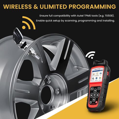 مستشعر TPMS عالمي 315 ميجا هرتز + 433 ميجا هرتز، مستشعر مراقبة ضغط الإطارات 2 في 1 قابل للبرمجة متوافق مع أداة TPMS TS408 TS508 TS608، ساق صمام معدني قابل للاستبدال (قطعة واحدة) in Kuwait