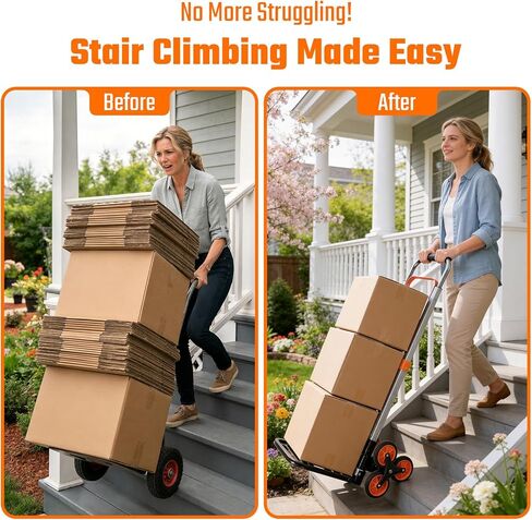 500LBS Stair Climbing Dolly, Folding Hand Truck for Stairs, Portable Aluminum Dolly Cart with 6 Wheels and Elastic Rope for Home, Moving, Groceries, WareStair Climbing Hand Truck in Saudi Arabia