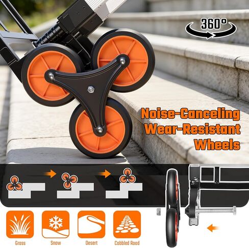 500LBS Stair Climbing Dolly, Folding Hand Truck for Stairs, Portable Aluminum Dolly Cart with 6 Wheels and Elastic Rope for Home, Moving, Groceries, WareStair Climbing Hand Truck in Saudi Arabia