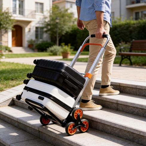 500LBS Stair Climbing Dolly, Folding Hand Truck for Stairs, Portable Aluminum Dolly Cart with 6 Wheels and Elastic Rope for Home, Moving, Groceries, WareStair Climbing Hand Truck in Saudi Arabia