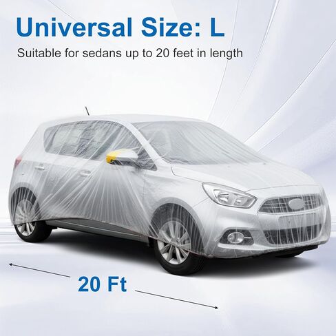 3 Pack Universal Plastic Car Cover, 12. 5 x 21. 7 ft Disposable Clear Waterproof Full Exterior Cover with Elastic Band for Automobiles Sedan Outdoor Snow Rain Weather in Saudi Arabia