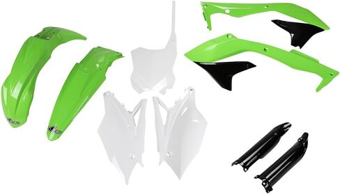 UFO Plast Full Plastic Kit Green/White/Black Compatible with Kawasaki KX450F 2016-2017 in Kuwait