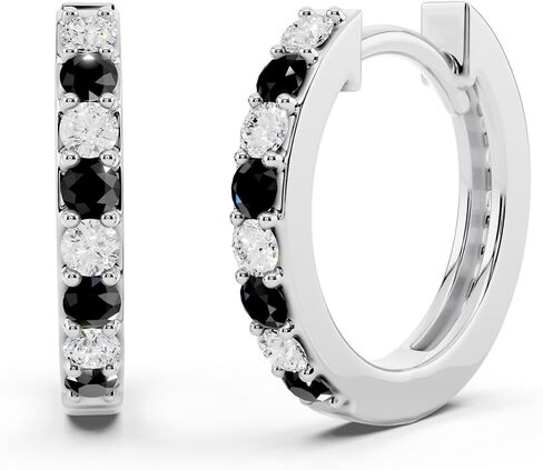 Dazzlingrock Collection 18K Round Gemstone & White Diamond Womens Fine Dainty Hoop Earrings, Solid White Gold in Saudi Arabia