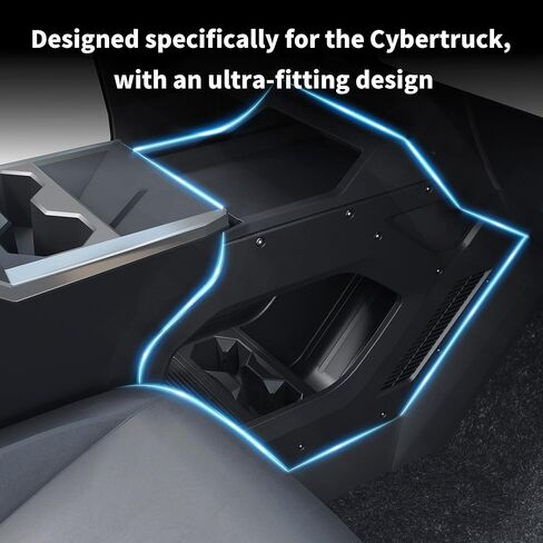 منظم وحدة التحكم المركزية متوافق مع Tesla Cybertruck 2023-2025، صينية تخزين مزدوجة الطبقة، حل تخزين وحدة التحكم الداخلية (أسود) in Kuwait