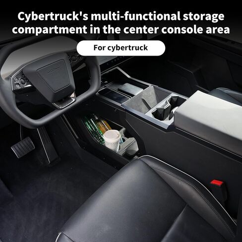 منظم وحدة التحكم المركزية متوافق مع Tesla Cybertruck 2023-2025، صينية تخزين مزدوجة الطبقة، حل تخزين وحدة التحكم الداخلية (أسود) in Kuwait