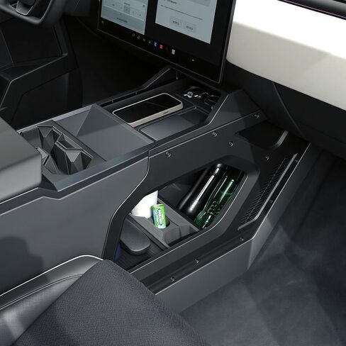 منظم وحدة التحكم المركزية متوافق مع Tesla Cybertruck 2023-2025، صينية تخزين مزدوجة الطبقة، حل تخزين وحدة التحكم الداخلية (أسود) in Kuwait
