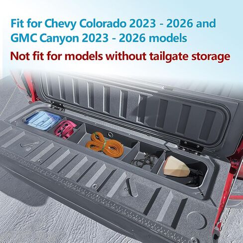 مقسم منظم الباب الخلفي من EDBETOS متوافق مع ملحقات 2023 2024 2025 2026 Chevy Colorado & GMC Canyon، طقم مقسم تخزين الباب الخلفي 4 قطع ABS لمقصورة الباب الخلفي StowFlex، أسود ABS in Kuwait