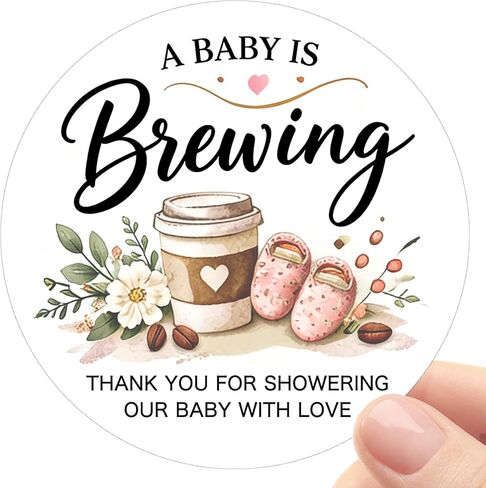 120pcs A Baby is Brewing Thank You Stickers,Coffee Theme Shower Favor Stickers, Thank You for Showering Our Baby with Love, Party Favor Labels for Favor Bags in Saudi Arabia