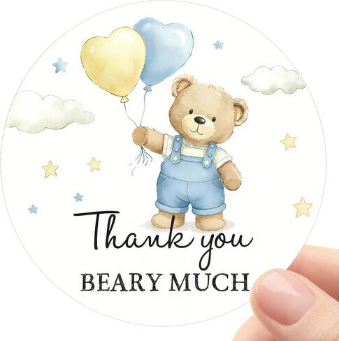 Thank You Beary Much Stickers 120PCS, Teddy Bear Baby Shower Thank You Stickers, Cute Party Favor Stickers for Favor Bags, Baby Boy Girl Shower, Small Business Packaging Labels (Blue) in Saudi Arabia