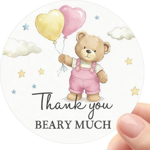 Thank You Beary Much Stickers 120PCS, Teddy Bear Baby Shower Thank You Stickers, Cute Party Favor Stickers for Favor Bags, Baby Boy Girl Shower, Small Business Packaging Labels (Blue) in Saudi Arabia